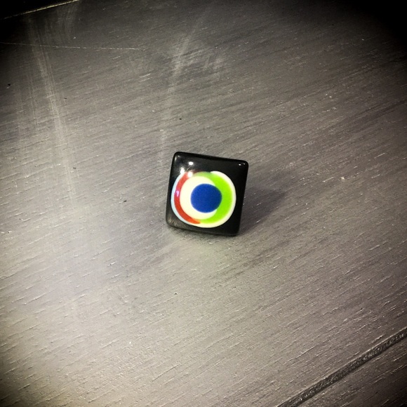 Black Art Ring Ceramic Style Paint CALLIELIVES - Picture 2 of 3